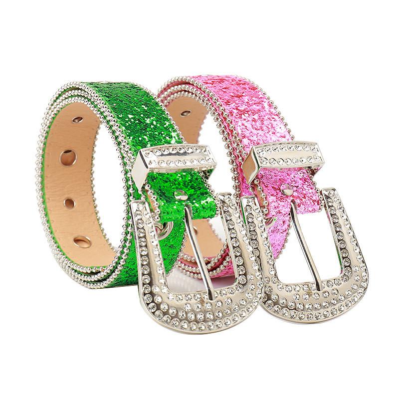 Punk Rhinestone Leather Belt For Women With Anklehigh Skirt Fashion Accessories