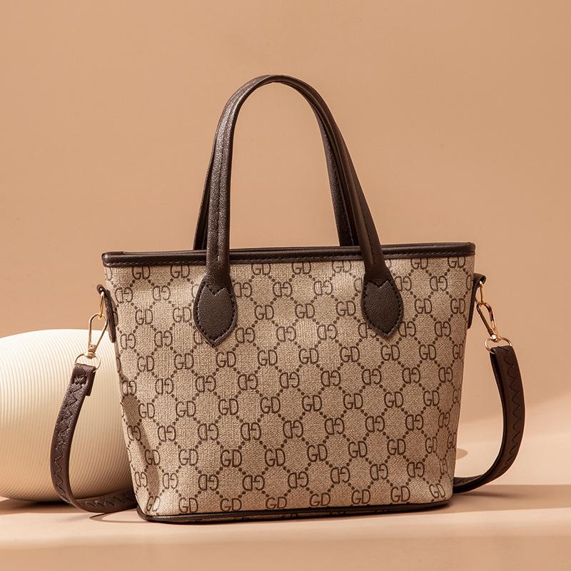 Retro women's bags, vegetable baskets, handbags, business polka dots, buckets, bags, single shoulder crossbody textured large-capacity bags