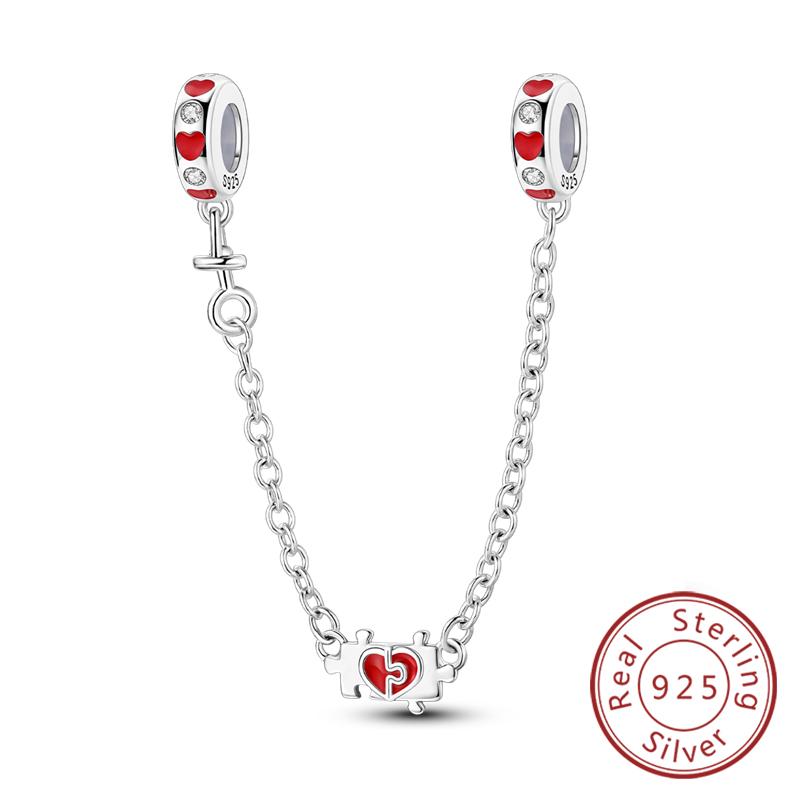 Safety Chain Charms Fit Original Copper Charms Beads Moon Star Butterfly Heart Safety Chain For Women Jewelry Gift