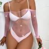 Women's Underwear Fishnet Bodysuit Sparkle Rhinestone Sexy Jumpsuit Mesh Teddy Lingerie Erotic Costumes