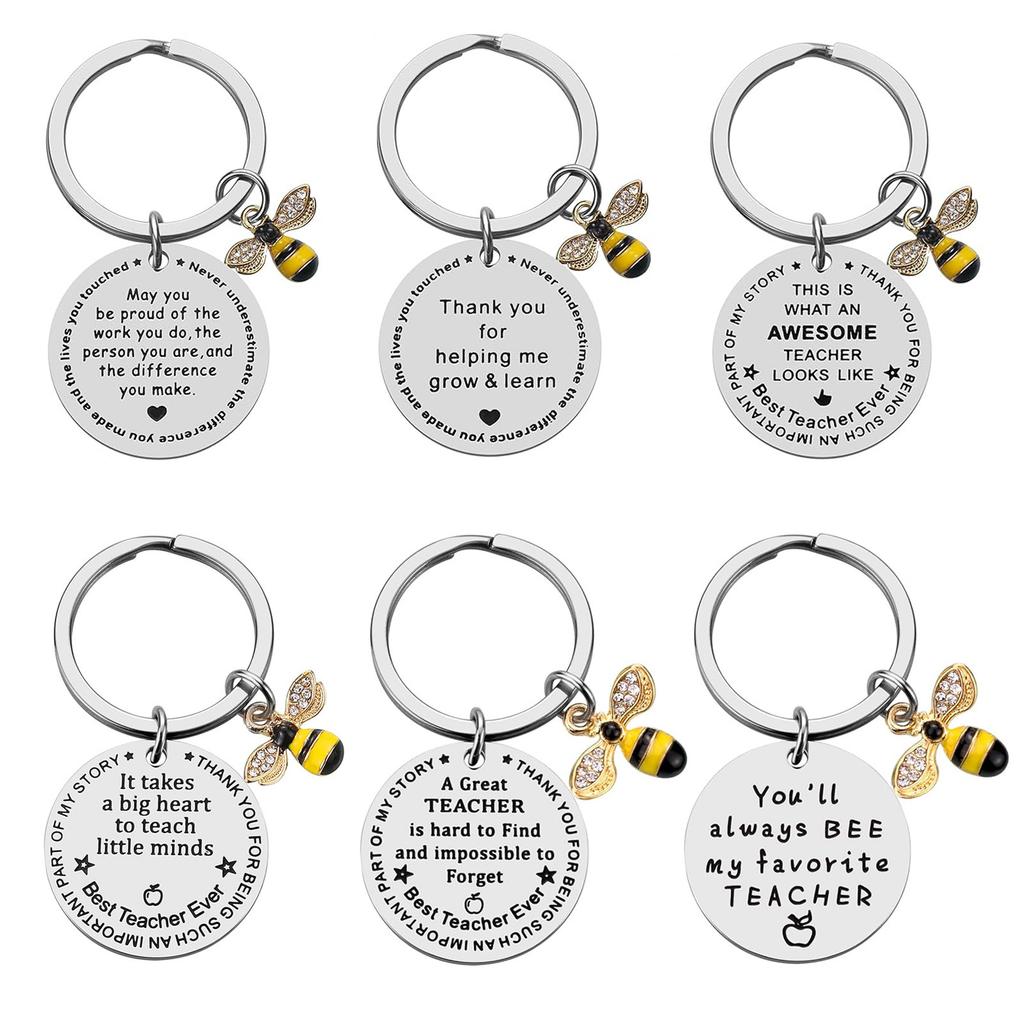 Dankbaar Cadeau Roestvrij Staal Sleutelhanger Kleine Bij Hanger Afstudeercadeau voor Leraren Bedankcadeau Sleutelhanger voor Rugzak Tas Hanger