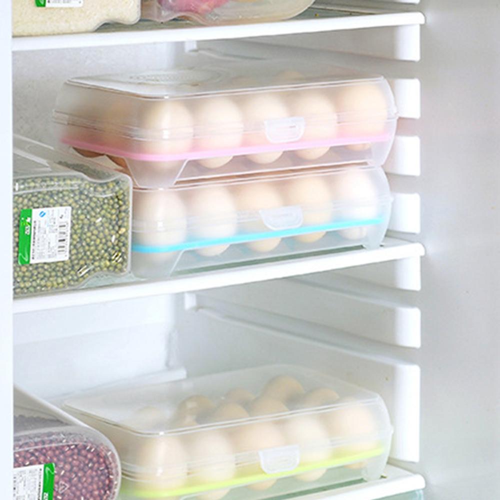 15 Compartment Refrigerator Egg Box Fresh-Keeping Box Plastic Portable Food Storage Box Transparent Egg Tray Box Storage Box