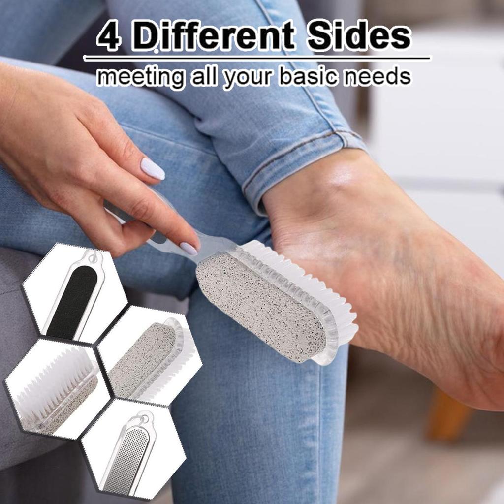 4-in-1 Fußmassagebürste Doppelseitige Bimssteinbürste Fußreinigungsbürste Peeling abgestorbener Haut Pediküre-Werkzeuge Hautpflege