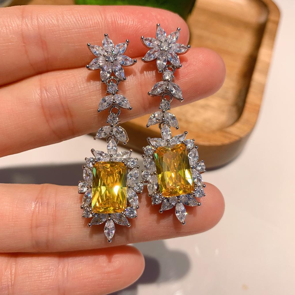 Color Simulation Jewelry Earrings Fashionable Exaggerated Yellow Pink Women's Live Streaming Sales