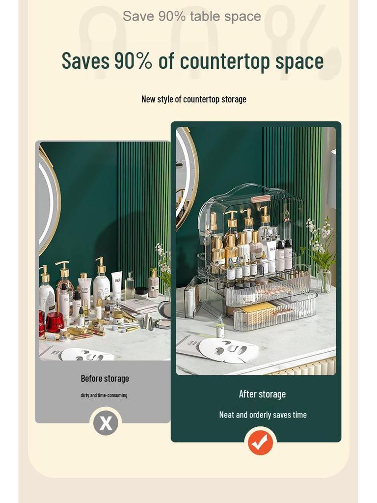 High-Capacity Transparent Cosmetic Organizer