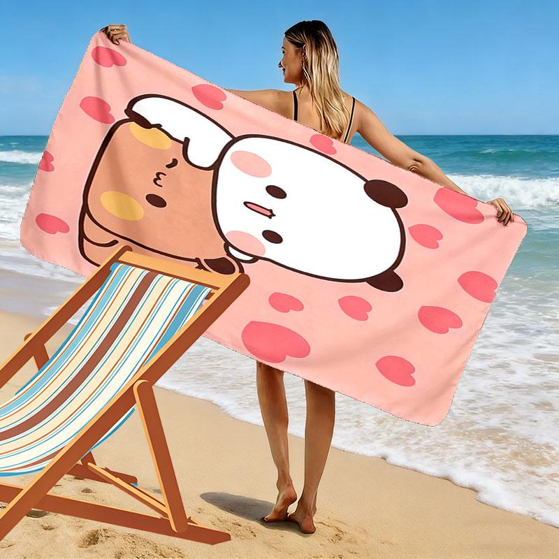 H67212Peach Goma Print Beach Towel, Large Soft Quick Dry Towel for Beach Camping Swimming