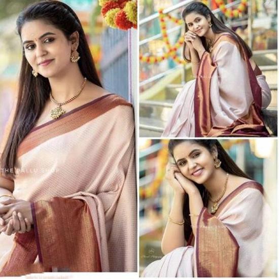 Indian Traditional Soft Lichi Silk Saree With Jecquard  Weaving