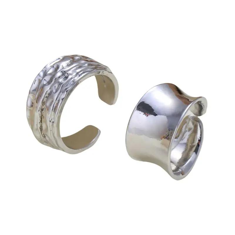 Fashion Gold Color Smooth Geometric Open Rings Set for Women Exaggerated Metal Irregular Thick Chunky Ring Trendy Jewelry Gifts