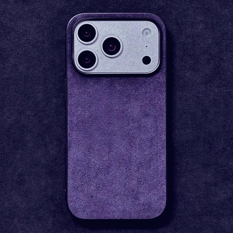

Premium Quality Alcantara Mobile Phone Case for iPhone 17 Pro Max Air 16 Pro 15 14 13 12 11 7 8 Plus X XS Max XR Non-slip Shell iPhone Air фиолетовый