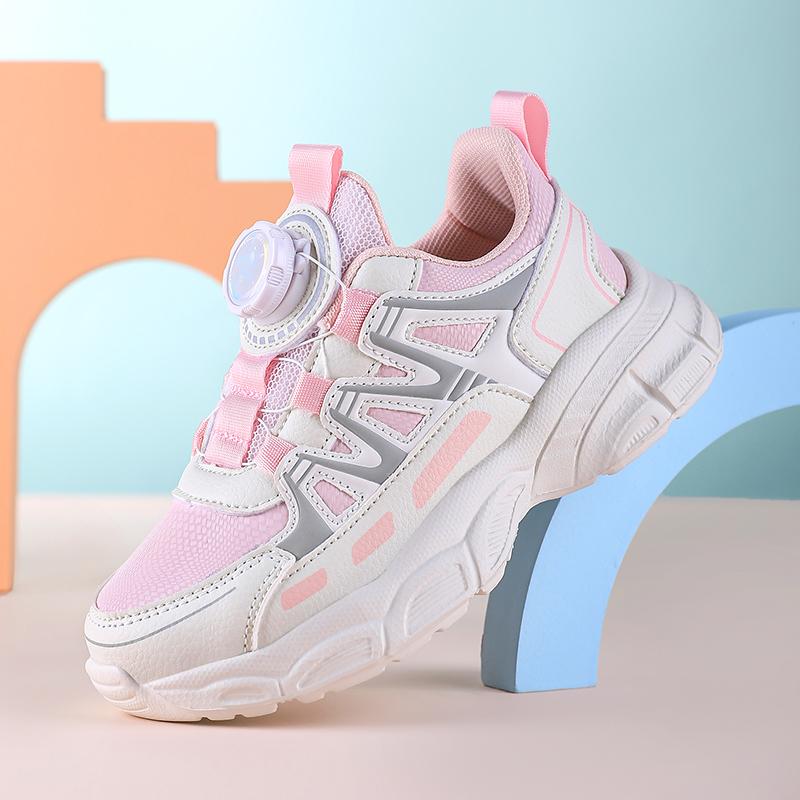 Girls Sports Shoes Lightweight Leather Kids Sneakers Casual Pink Children Anti-slip Walking Running Shoes