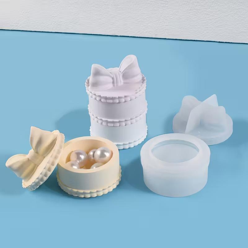 Creative Storage Box Silicone Mold DIY Crystal UV Epoxy Resin Bowknot Storage Box Molds Gift Box Jewelry Making Tools