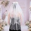 WTEMPO White Bridal Veil Registration Photo Props Wedding Bow Headwear Engagement Proposal Confession Fluffy Veil