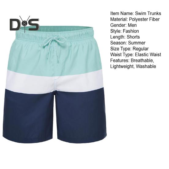 Men Shorts 3D Printing Design Elastic Waist Breathable Quick Dry Stretch Swim Trunks Beach Shorts with Adjustable Drawstring