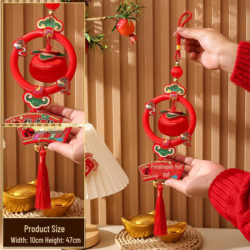 2025 Spring Festival Silk Persimmon String Lantern Ornament for Year of the Snake