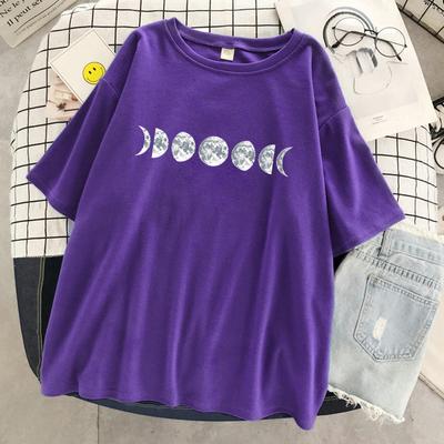 Notieren Sie den Prozess der Mondfinsternis, Damen-T-Shirt, Street-Casual-T-Shirt, Übergröße, weiches Streetwear-Hip-Hop-T-Shirt mit Rundhalsausschnitt