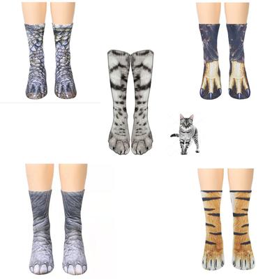 3D Animal Paw Print Socks: Funny Cat & Dog Design for Adults