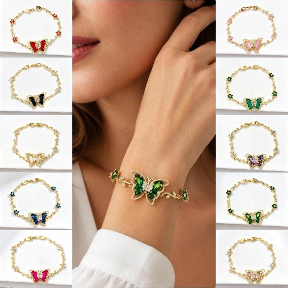 Multicolor Zircon Flower Bracelet Dreamy Aesthetic Flower Rhinestone Bracelet Women