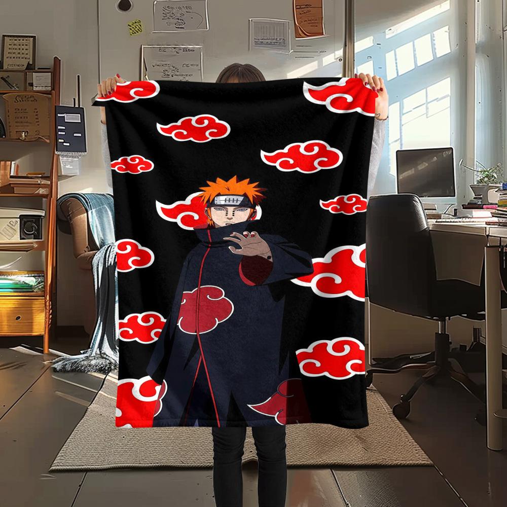 1PC Naruto Cloud Power Patterned Flannel Blanket Suitable For All Seasons For Home Decor Warmth And Comfort Gifts Holiday Present