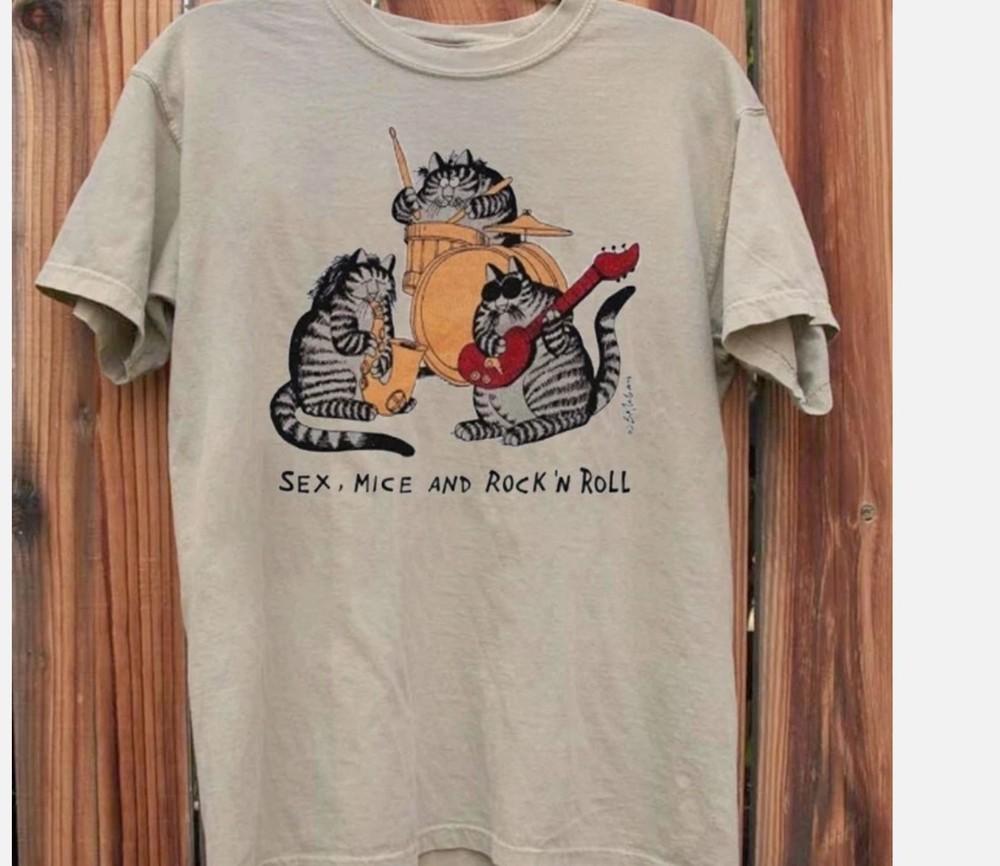 Vintage B Kliban Cat Sex Mice And Rock amp Roll short sleeve sand shirt reprint Unisex T-Shirt S