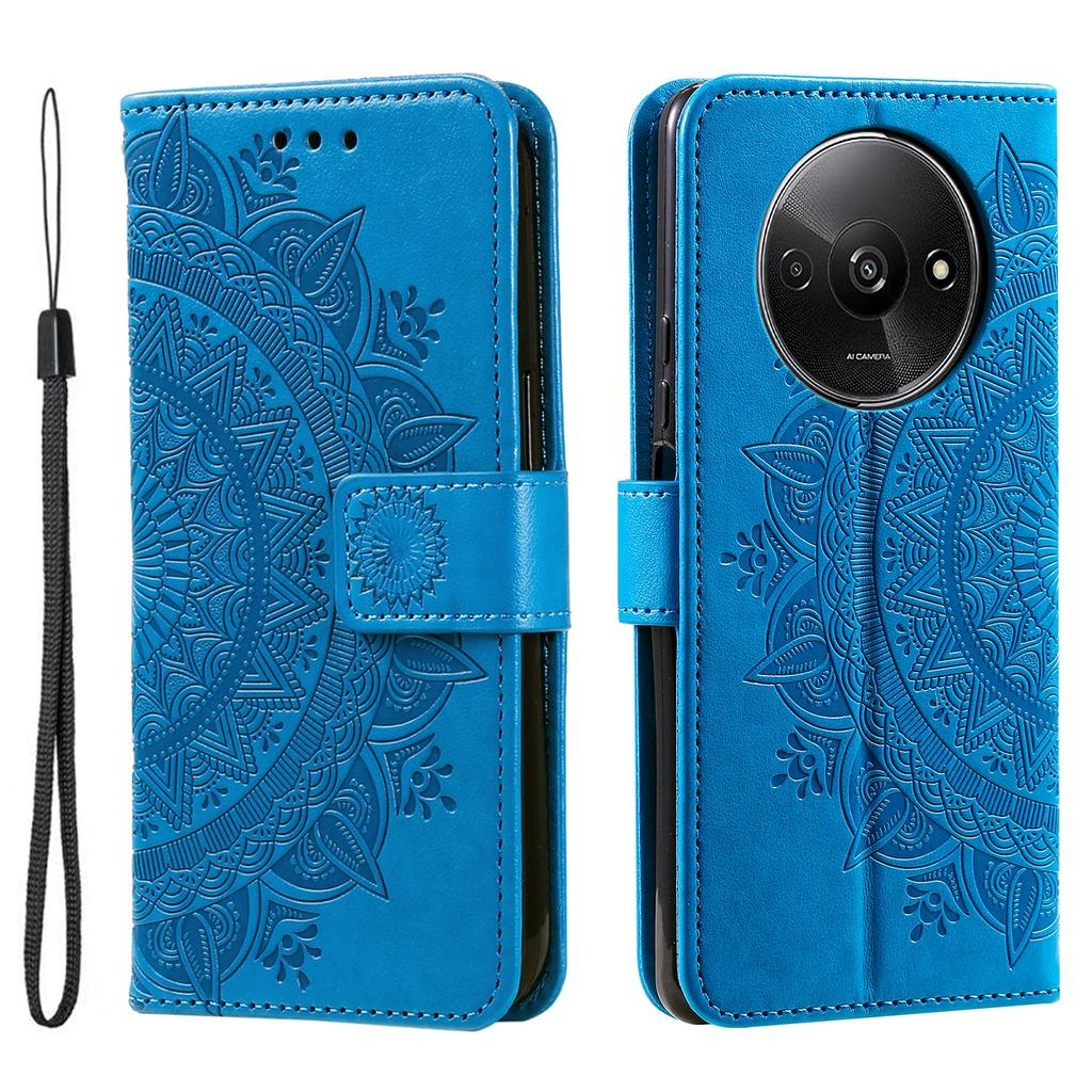For Xiaomi Redmi A3/Poco C61 4G Case Mandala Flower Imprinted Drop Resistant Leather Phone Wallet Cover