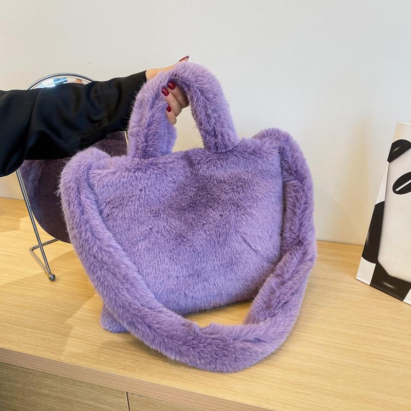 2025 Autumn New Single Shoulder Fluffy Handbag Fashionable Fluffy Crossbody Handbag Women's Casual Texture Plush Bag