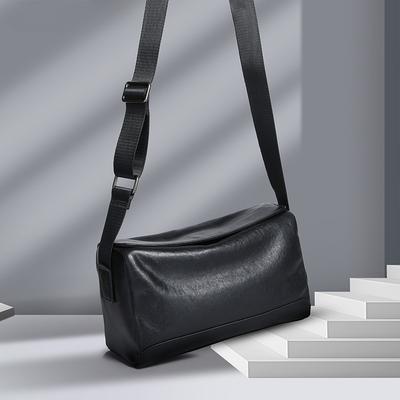 Bolso bandolera para hombre, sencillo, de piel auténtica, ligero, de lujo, de piel de vacuno curtida vegetal, bolso cruzado de moda para hombre, Premium Sense