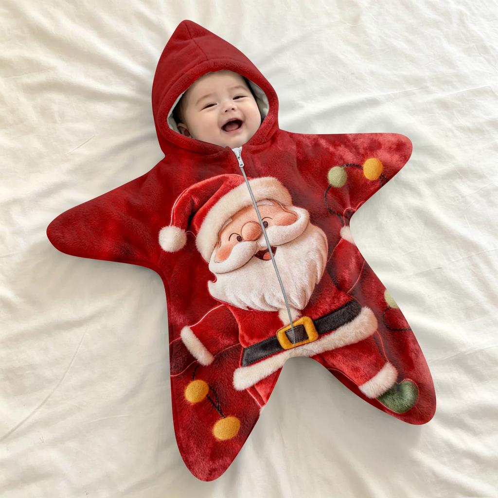 Baby Swaddle Blanket with - Flannel -Startle Wrap for Newborns, Christmas Print Sleep Sack for Boys Girls, Portable Outdoor Swaddle