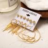 6pairs/set Women Stylish Punk Style Star Circle Tassel Earrings Set