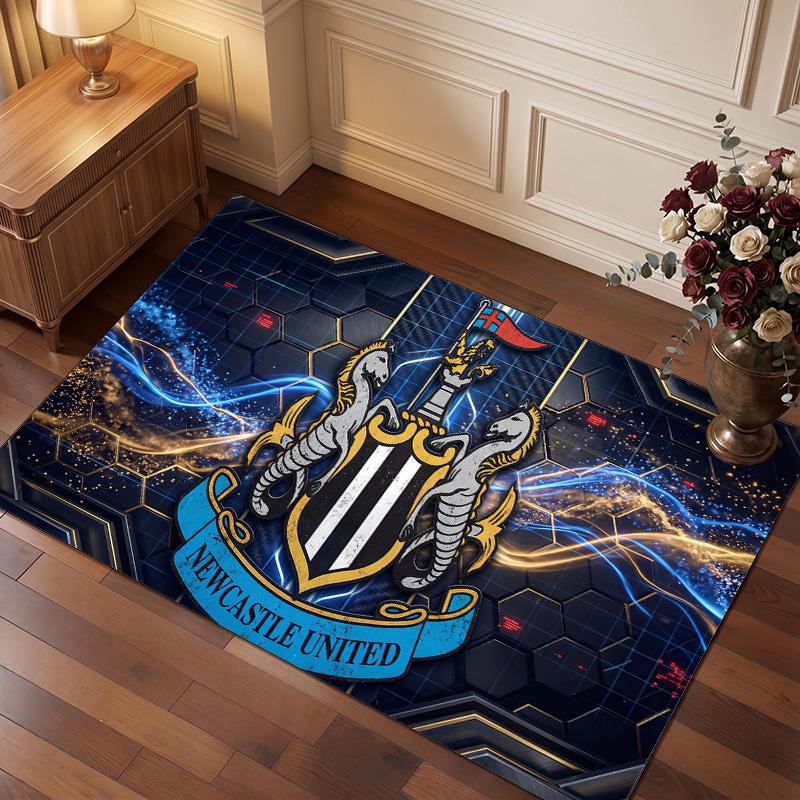 Tappeto in Velluto di Cristallo con Stampa di Calcio del Newcastle United, Comodo Assorbente d'Acqua Antiscivolo Tappeto per Pavimento Interno