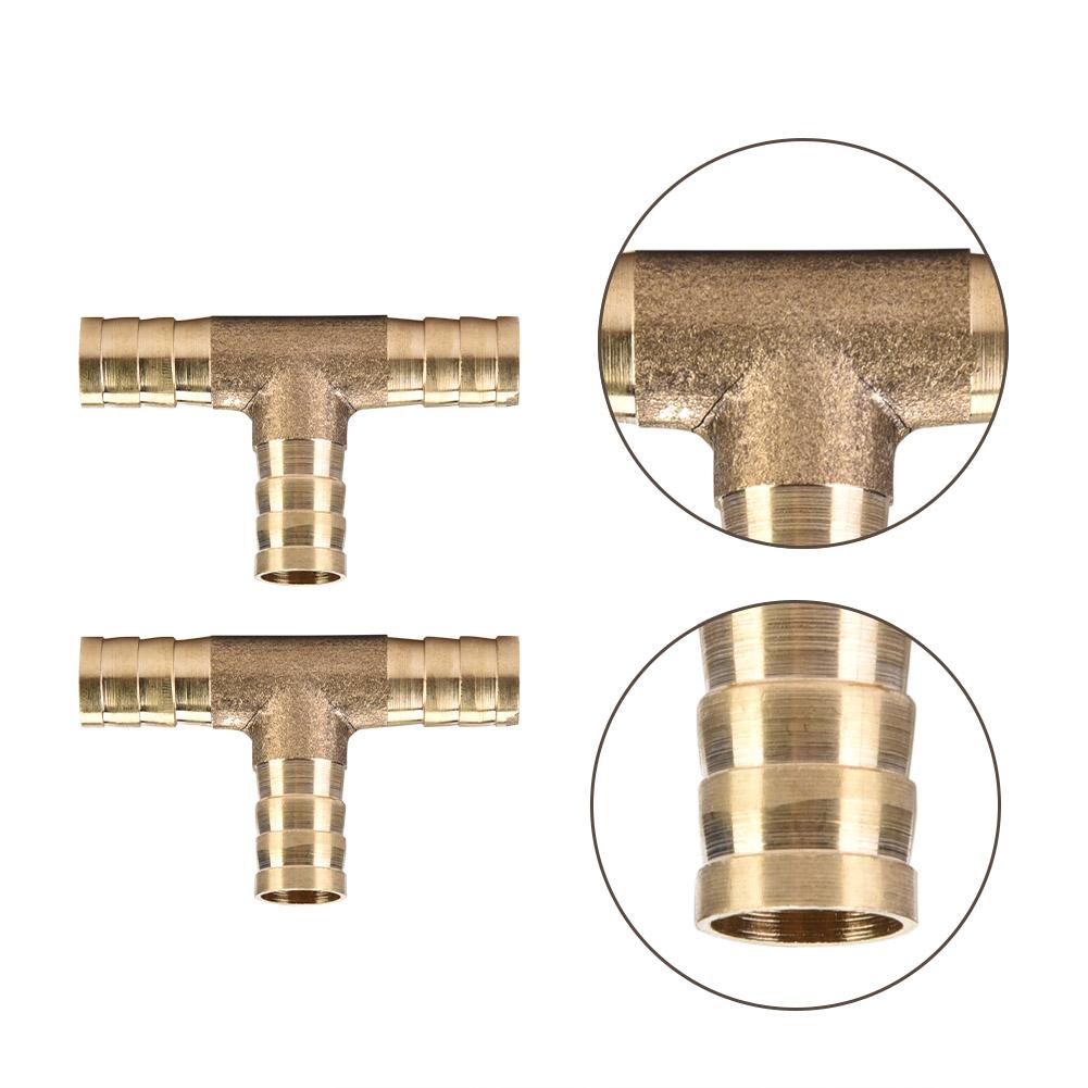 5pcs Brass T 3-Way Hose Joiner Fittings Barbed Connector Water Oil Gas Fuel (6mm)
