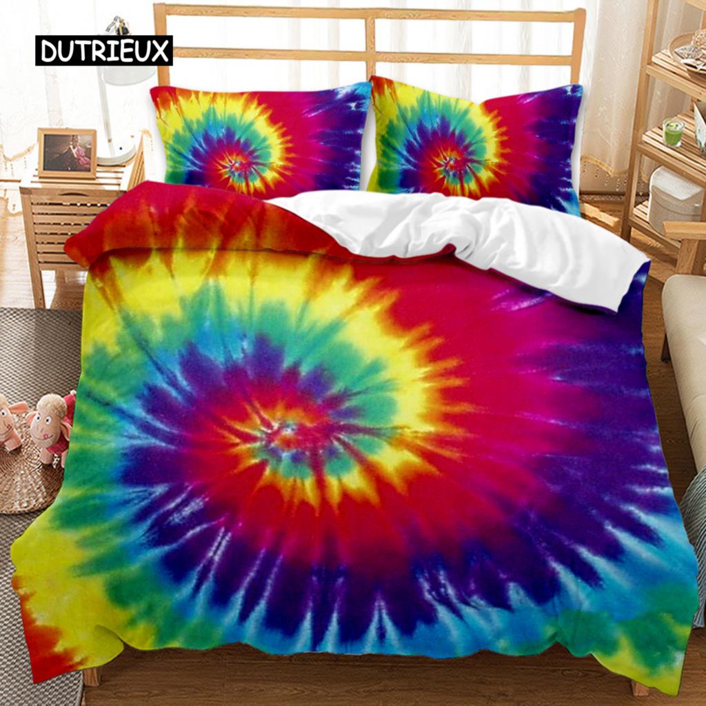 Boho Tie Dye Duvet Cover Set Hippie Bed Sets Blue Purple Colorful Twin Bedding Set Gypsy Queen King Size Polyester Qulit Cover