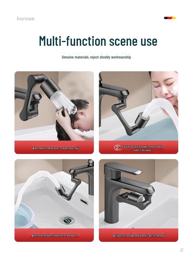 All-Copper Universal Rotating Faucet for Washbasins and Kitchens