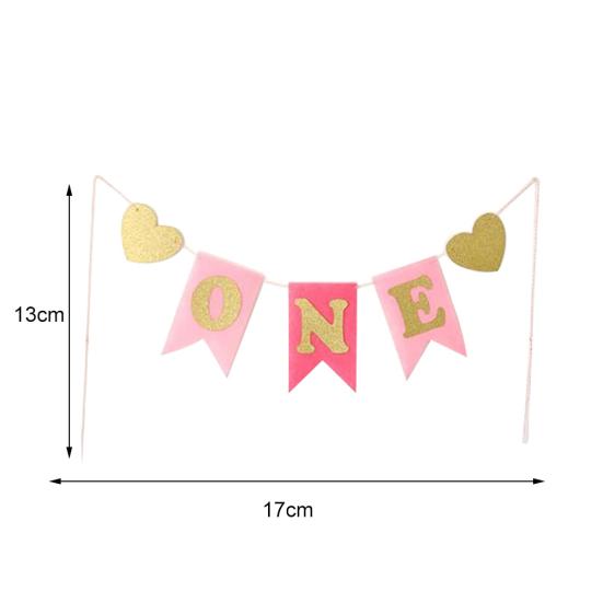 Baner na Pierwsze Urodziny Dziecka Chłopca Dziewczynki Brokatowy ONE Serce Girlanda Dekoracja na Krzesełko