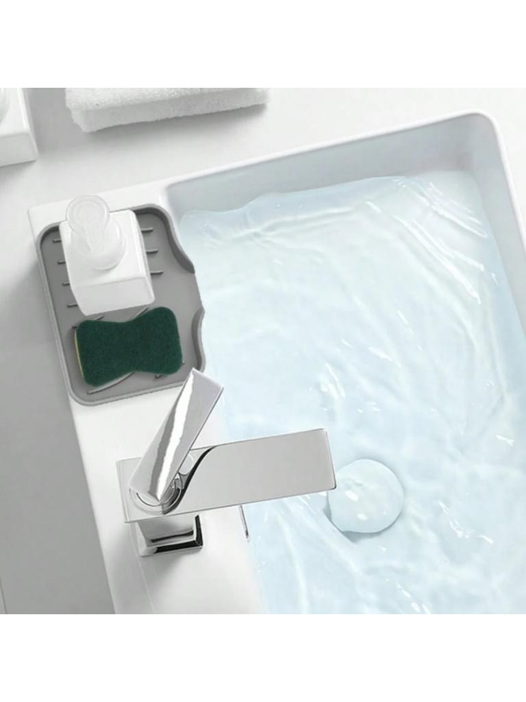 1PCS Silicone Soap Dish Solid Color Simple Style Self-Draining Non-Slip Countertop Sink Soap Holder Bathroom Storage Accessories