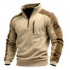 Men's Stand-up Collar Pullover Zipper Sweatshirt with Color-blocking and Fashionable, Casual and Warm Men's Sweatshirt