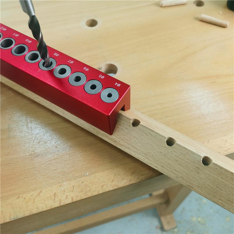 4-12mm Vertical Pocket Hole Jig 9-hole Self Centering Dowel Drill Guide Woodworking Positioner Locator Tool