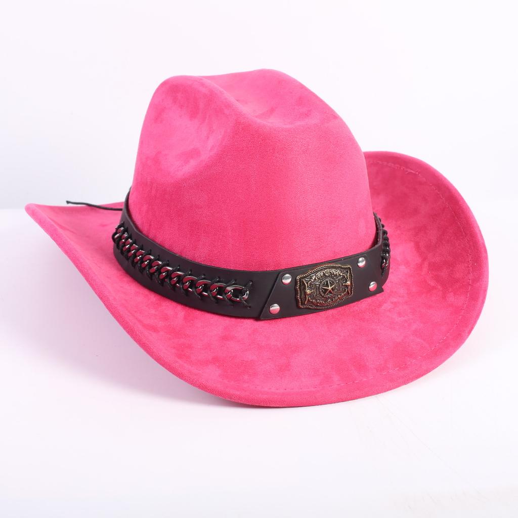 Nuovo colore cappello da cowboy western da uomo e da donna versatile per il pendolarismo stile semplice tesa larga cappello a cilindro cappello da sole