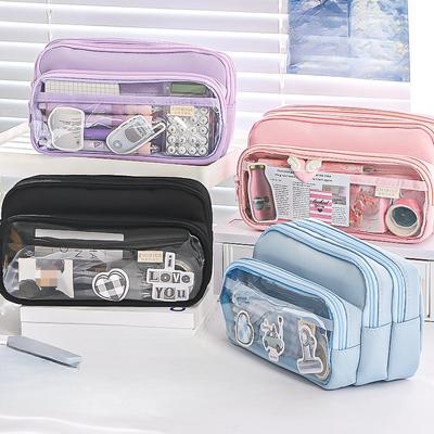 Fashion Simplicity Pencil Cases for Student Boy Girl Sweet Solid Color Pencil Pouch High Capacity Stationery Storage Bag School