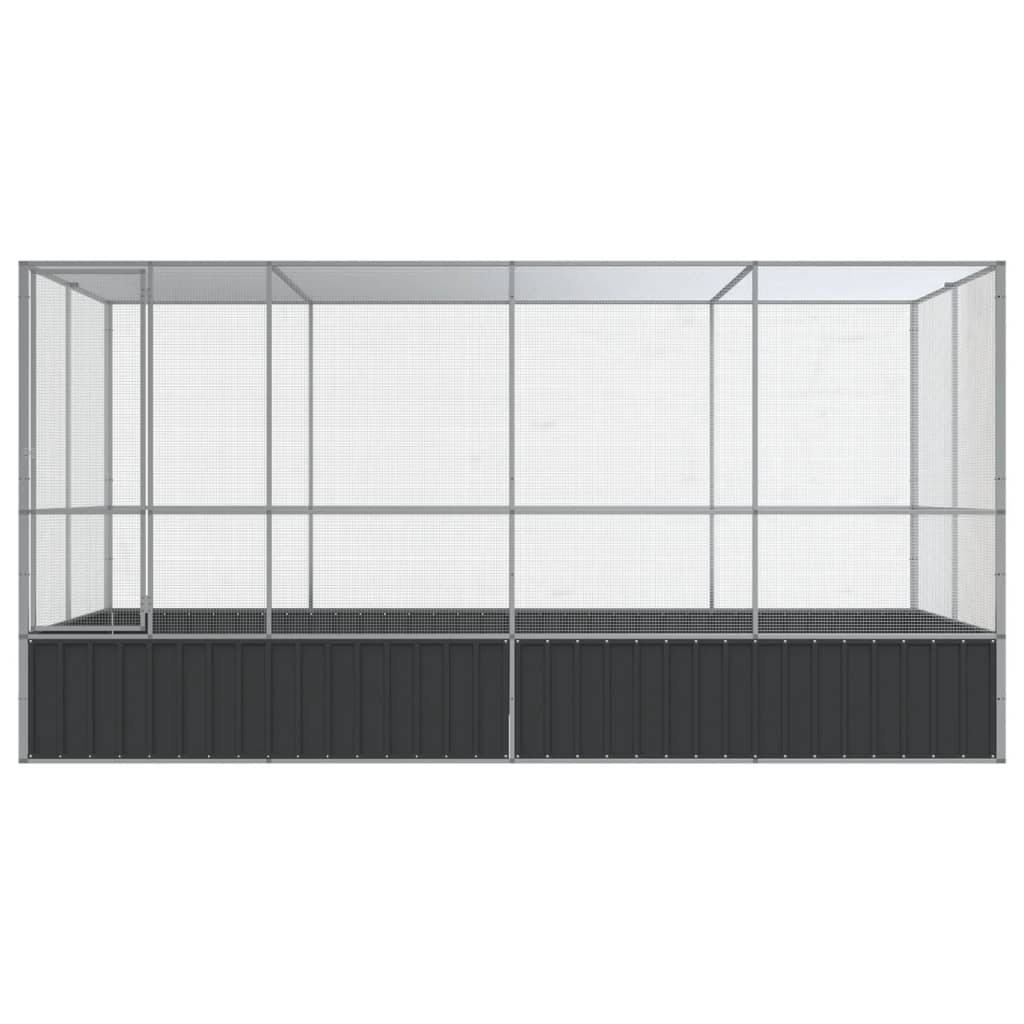 vidaXL Voliere mit Erweiterung Silber 418 x 207 x 212 cm Stahl