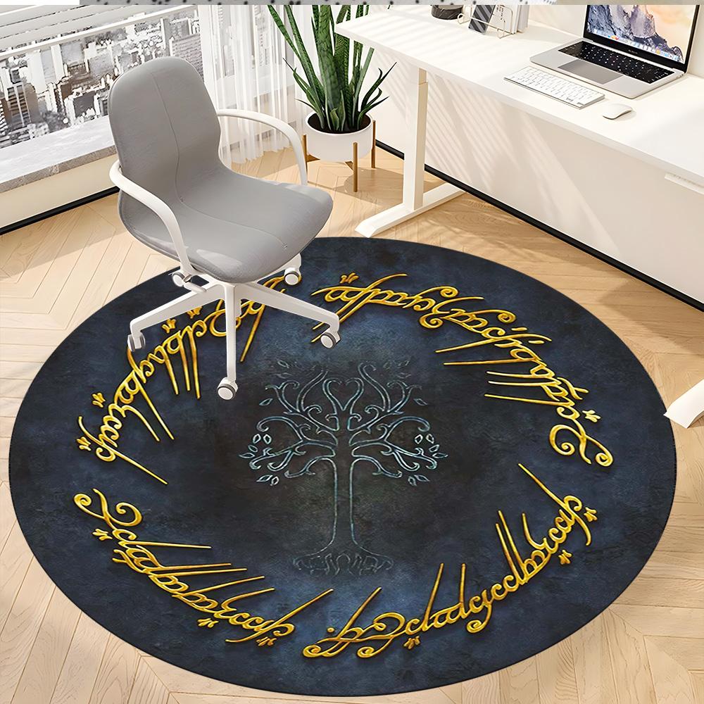 1pc Tree Gondor Symbol Round Rug Flannel Fun Playful Design Living Room Bedroom Floor Mat Home Decoration Kids Room Carpet Y82818