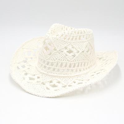 Spring and Summer New Hollowed Out Denim Hat, Hand Woven Straw Hat, Breathable and Cool, Upturned Edge Jazz Top Hat