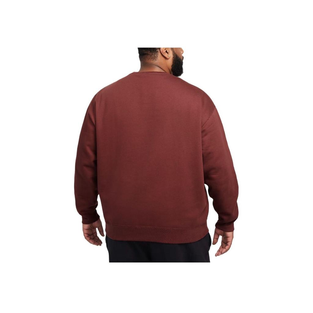 Nike Solo Swoosh Mikina s kulatým výstřihem Pohodlná Ležérní Fleecová s dlouhým rukávem Pánská mikina Hnědá Bílá DX1361-231