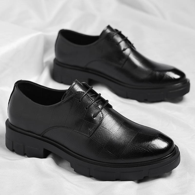 Autumn Leather Shoes Men's New Men's British Style Leather Shoes Brock Carved Business Dress Wedding Shoes