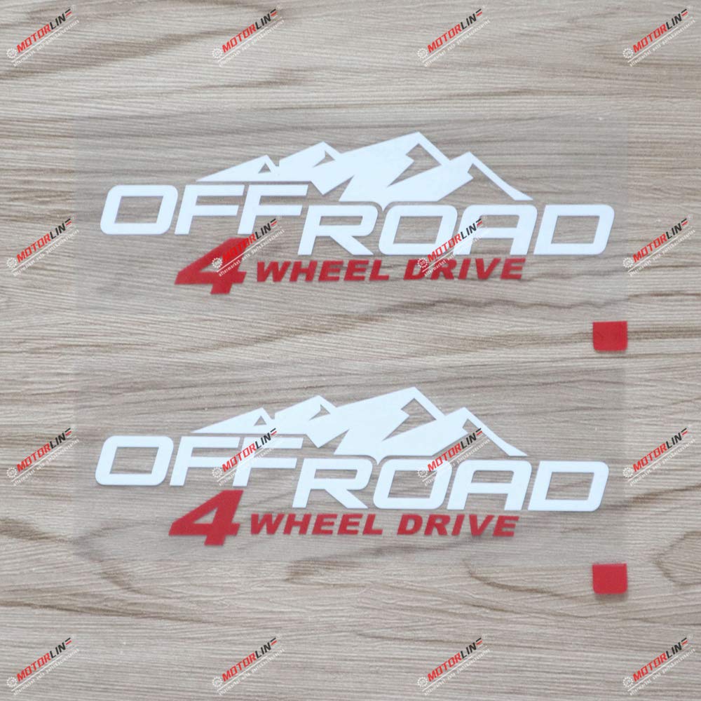 2 Pcs White+Red 6" 4X4 Off Road 4WD Decal Sticker Car Vinyl Mountain