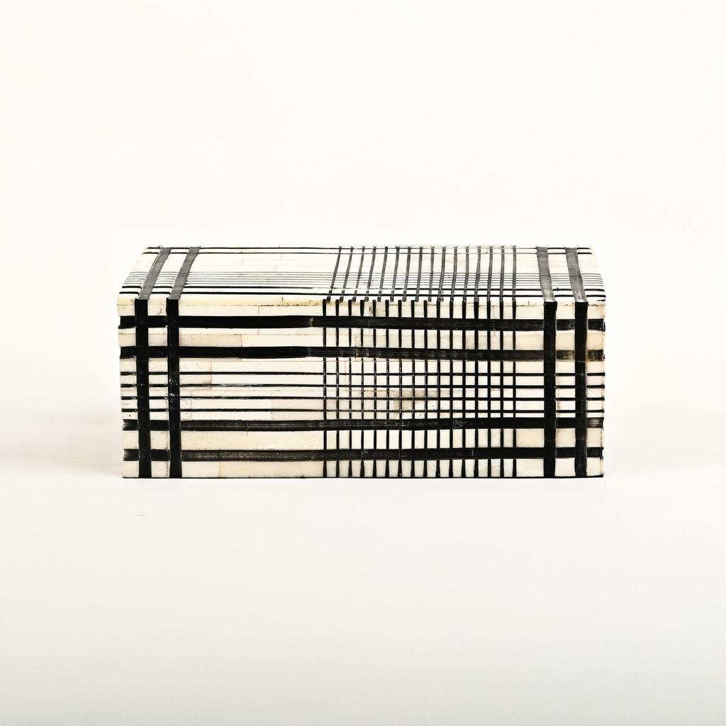Plaid Bone Inlay Box Set of 2 – Handcrafted Decorative Storage Boxes