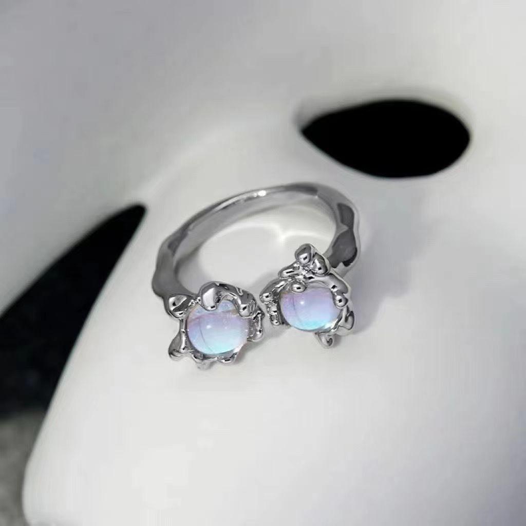 Anello Viso Sorridente Brillantinato Versatile Personalità Carina Divertente Brutto Carino Design di Tendenza di Nicchia Anello Aperto Femminile