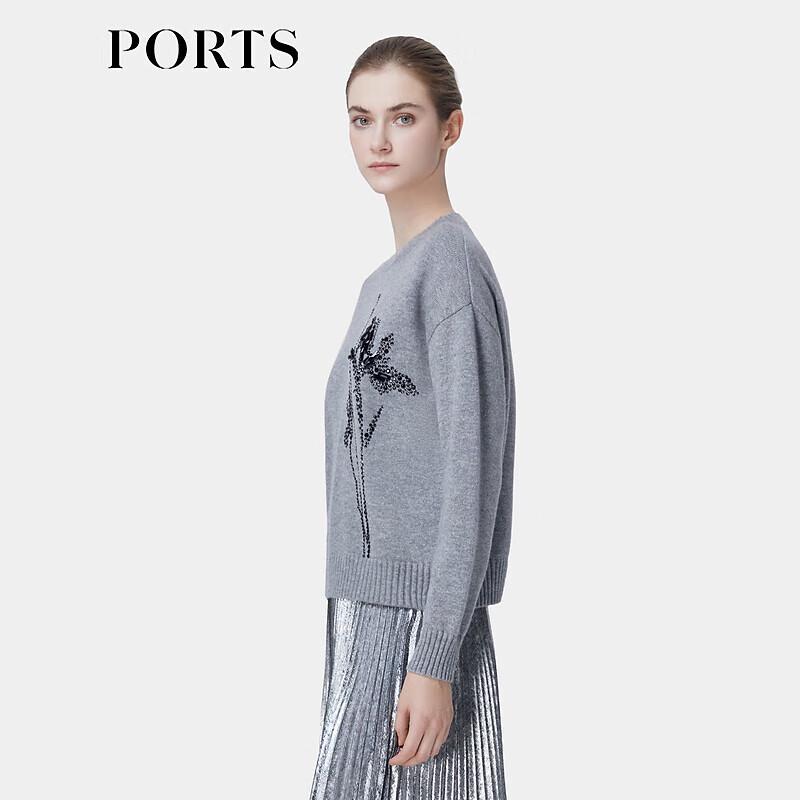 

PORTS Women s Hand-Embroidered Wool-Cashmere Knit Top L