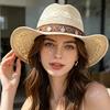 Woven Western Cowboy Hat Ethnic Style Panama Cap Fashion Summer Hat  Fishing