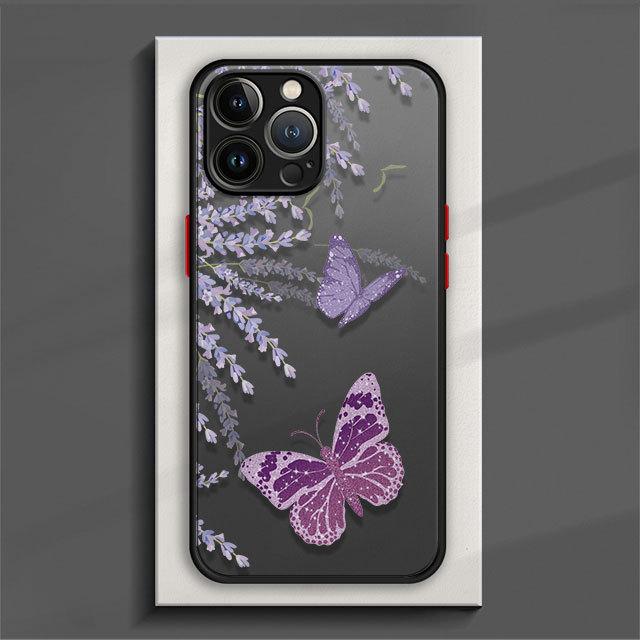 Matt telefonveske til Samsung Galaxy S23 S22 S21 S20 Fe Ultra S10 S9 S8 Plus S10e Note 10plus 20ultra 8 9 Lilla lavendelblomst