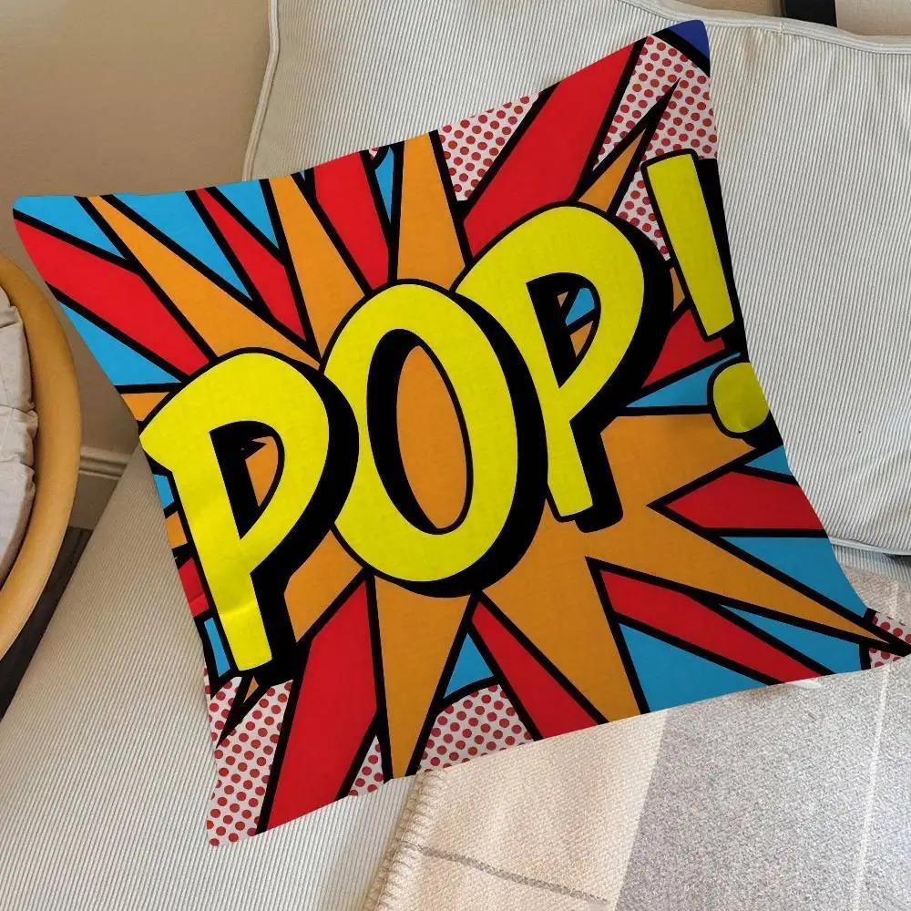1 Pc Pop Art Comic Girl Cushion Cover Retro Abstract Throw Pillow Case For Sofa Living Room Cafe Decor Colorful Pillowcases